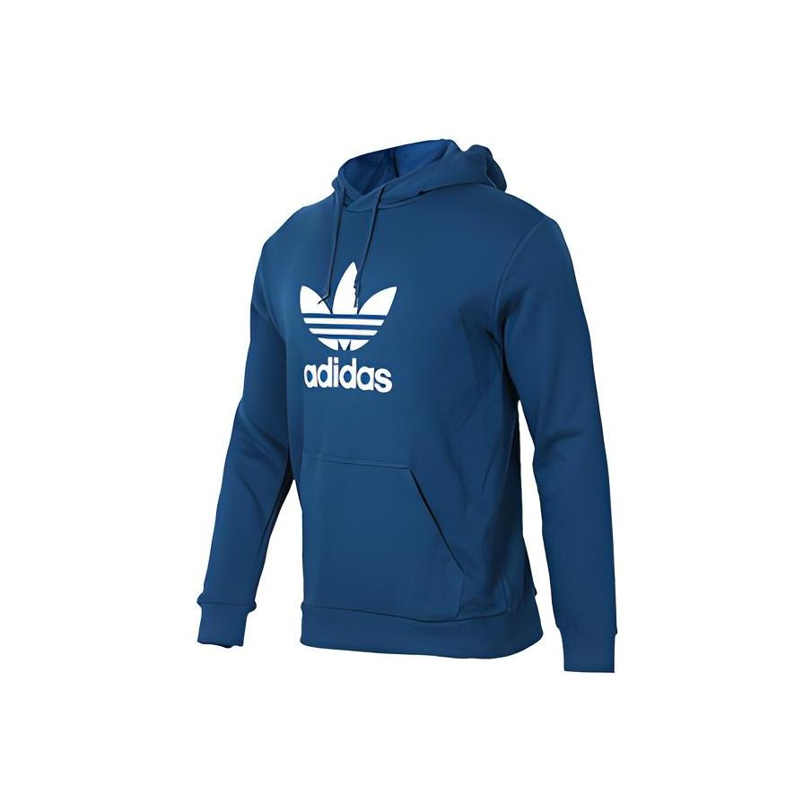 Adidas Originals Series Trefoil Printed Sports Pullover Hoodie Men Daily Casual Long Sleeve Comfort Tops Indigo DV1504