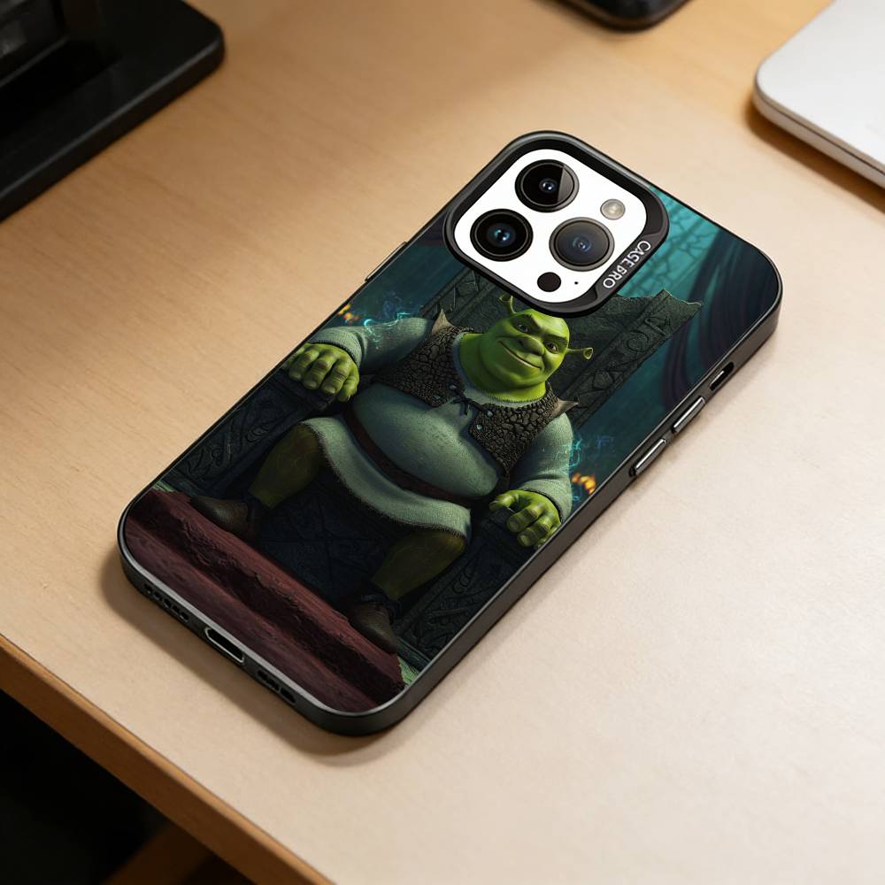 Милый чехол для телефона S-Шрек для iPhone 17,16,15,14,13,12,11 Plus,Pro Max,XS,Цветная Посеребренная Внутренняя Крышка