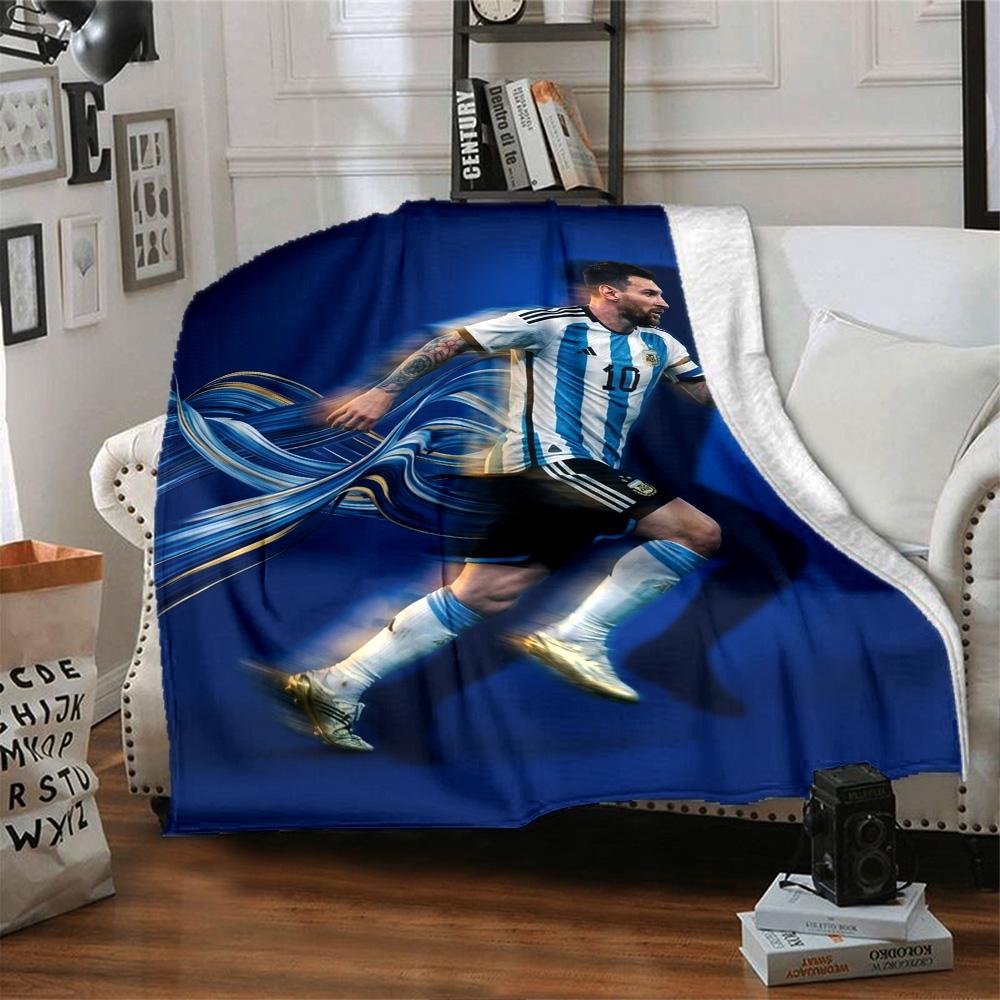 Football Messi Blanket Ultra-Soft Great for Office Chair Bed Couch Four Seasons Multipurpose Playful Design Gift for Travel Home Birthdays