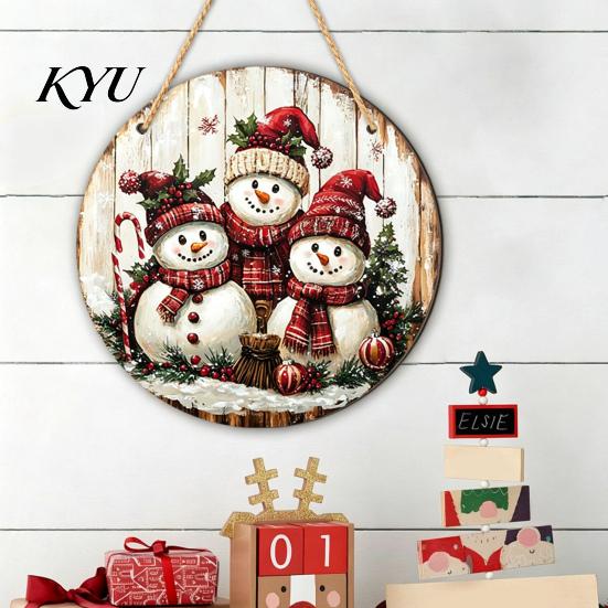 Winter Home Ornaments Christmas Wooden Hanging Sign, Gnome Snowman Angel Candle 2D Wood Plaque, Festive Theme Wall Decoration Vintage Xmas Door Hanger
