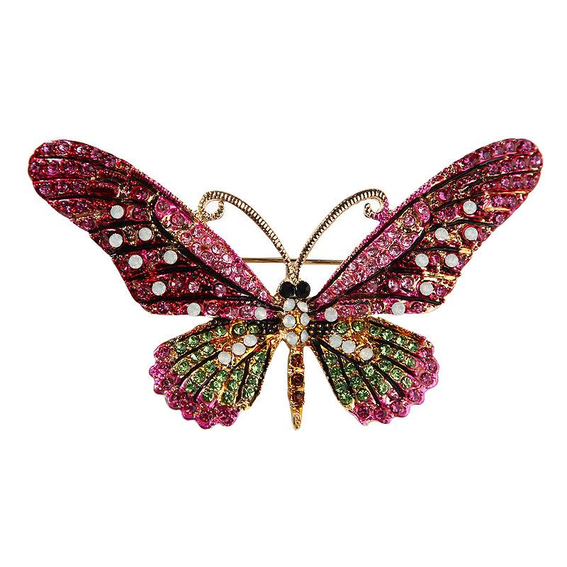 Exaggerated Clothing Alloy Diamond Rhinestone Butterfly Brooch Girl Cute Pin Fashion Popular Brooch Accessories