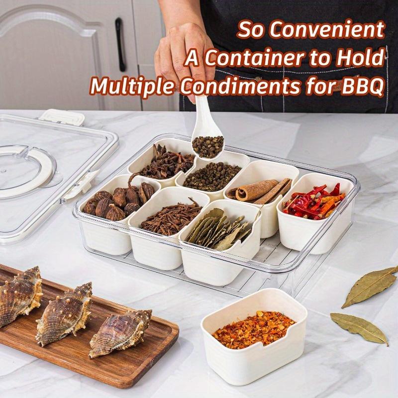 1pc Multi-Compartment Snack Serving Tray With Lid & Handle, Food Storage Box, Portable Food Container For Parties