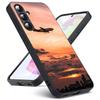 Чехол для телефона Samsung Galaxy S23 S24 S25 Ultra S22 Plus S21, черный, с дизайном «Небо и самолет», премиум-класс