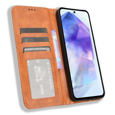 Для Samsung Galaxy A55 5G чехол для телефона ретро кожаный кошелек флип-чехол