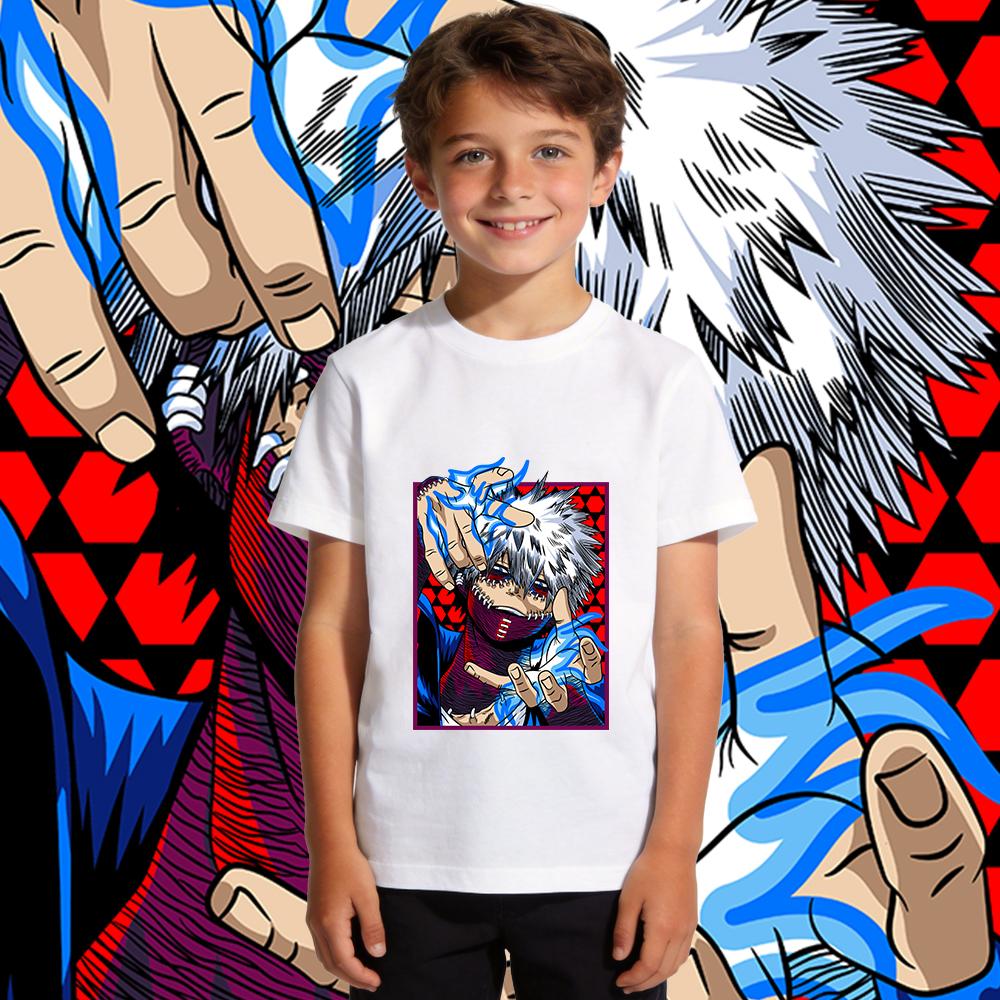 Boys Girls Cotton T Shirt My Hero Academia Dabi Anime Print Kids Casual Short Sleeve Top Soft Breathable Summer Clothing