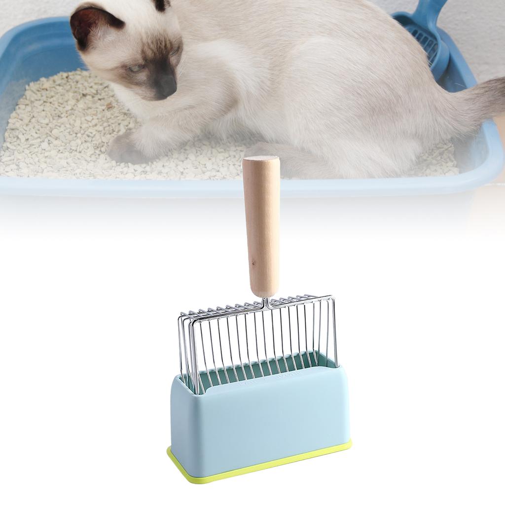 Cat Litter Scoop Kitty Metal Scooper with Deep Shovel Long Handle Base Poop Sifting Kitten Pooper