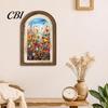 Decorative Wood Wall Plaques Pastoral Tulip Wooden Sign, Tabletop Display Pieces, Bedroom Ornament French Style Arched Pendant for Farmhouse