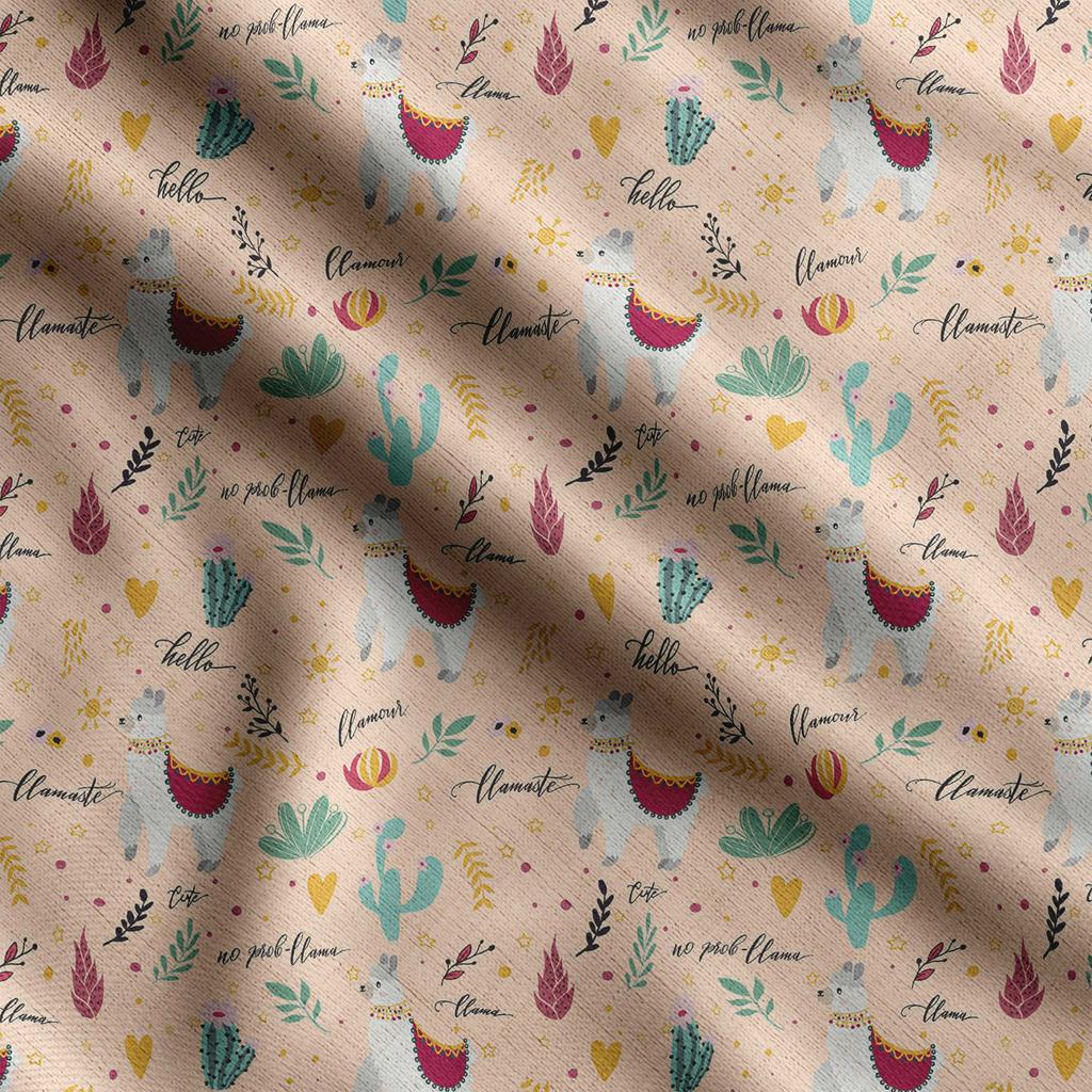 Soimoi Llama Alpaca Print,  Cotton Cambric, Quilting Fabric Sold by The Yard 42 Inch Wide, Medium Weight Cotton Fabric,