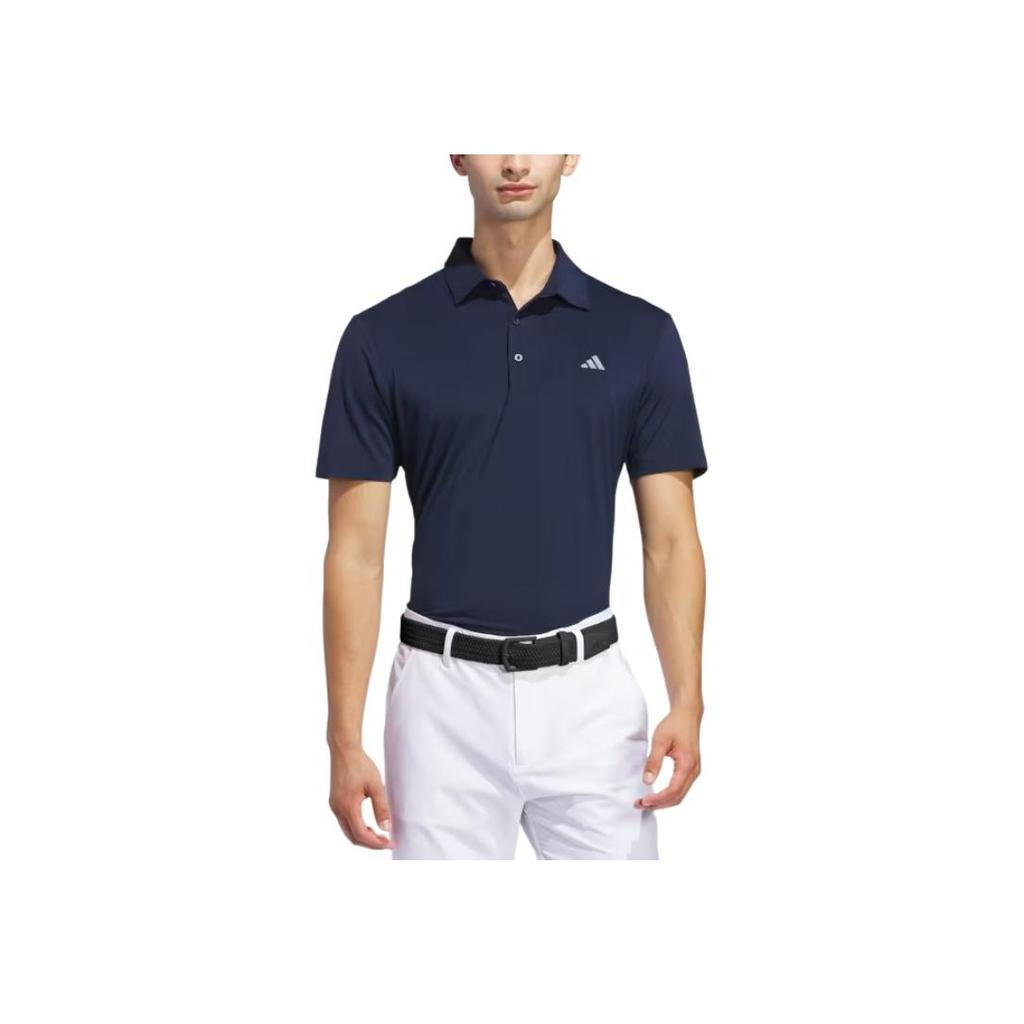 Adidas Пуловер с принтом логотипа, рубашка-поло для гольфа, мужские рубашки-поло, темно-синий IM8410