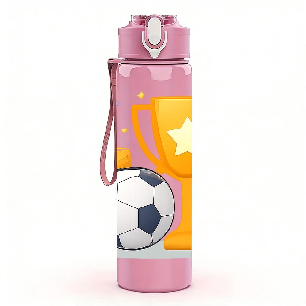 1PC Trophy Soccer Ball Winner 750ml Color Plastic Sports Water Bottle Leakproof Flip Straw Lid Suitable for Sports Office Home Use