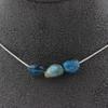 Stones and Minerals. Necklace of 3 Blue Apatite Beads from Brazil. Stainless Steel Chain Necklace Women Men. Custom Size