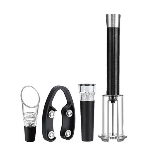 4 шт./набор Открывалка для бутылок 4-в-1 Насос для воздуха Открыватель под давлением Нож для фольги Надувной дозатор Вакуумная пробка Винные аксессуары