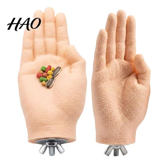Pet Bird Feeder Parrot Training Fake Hand Perch, Simulated Human Taming Toy Cage Accessory with Grinding Surface, Safe Anti?Bite Desensitization