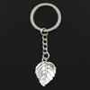 Fashion Keychain 29x20mm Tree Leaf Bronze Silver Color Pendants DIY Men Jewelry Car Key Chain Ring Holder Souvenir For Gift