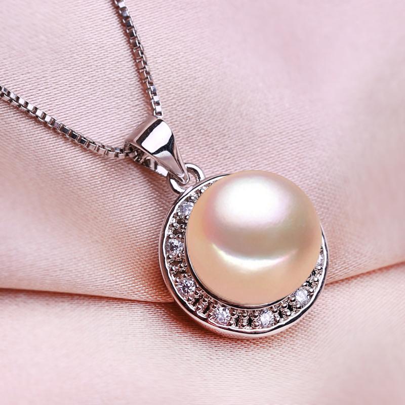 seniko Freshwater Pearl Necklace CZ Cubic Zirconia Fashion Geometry Cage Necklaces For Women
