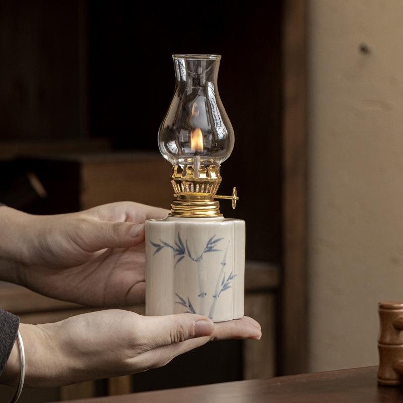 1 шт. ретро расписанная вручную керосиновая лампа керамическая чайная церемония атмосфера свеча старое масло