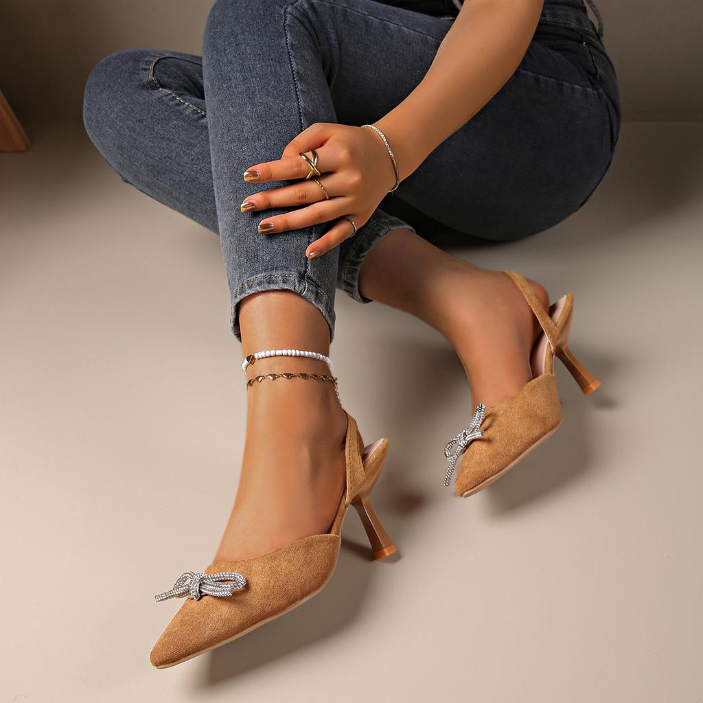 High Heels Women's Summer New Bow Decoration Pointed Stiletto Women's Sandals Women's