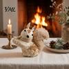 Forest Atmosphere Party Supplies Handmade Straw Deer/Squirrel Christmas Ornaments with Scarf, Retro Pastoral Style Small Table Decorations Rustic
