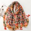 Retro Travel Sunscreen Scarf Accessories Bali Gauze Colorful Geometric Color Collision Travel Sunscreen Shawl For Women