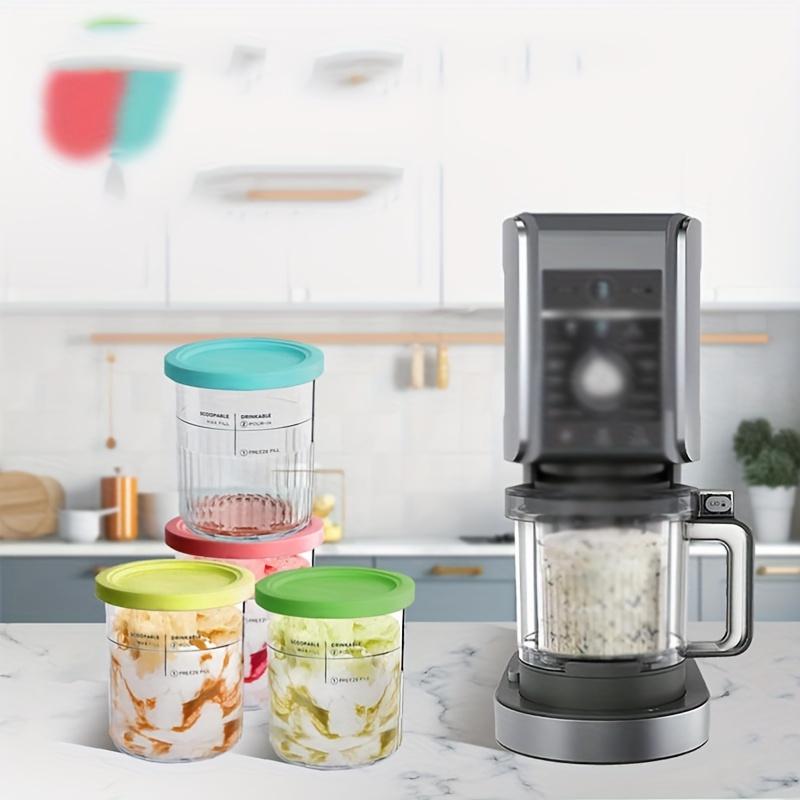 4 шт. пинты семейного размера Ninja Creami Deluxe 11 в 1, крышки 24 унции Контейнеры NC500/NC501 для всех замороженных продуктов, можно мыть в посудомоечной машине, не содержат BPA