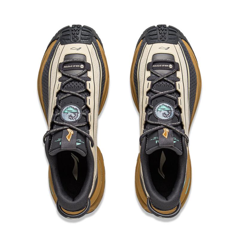 Li Ning CF Water Resistant Shock Absorbing Durable Support Reflective Low Top Outdoor Hiking Shoes Unisex Hiking Shoes Khaki AHTU023-7