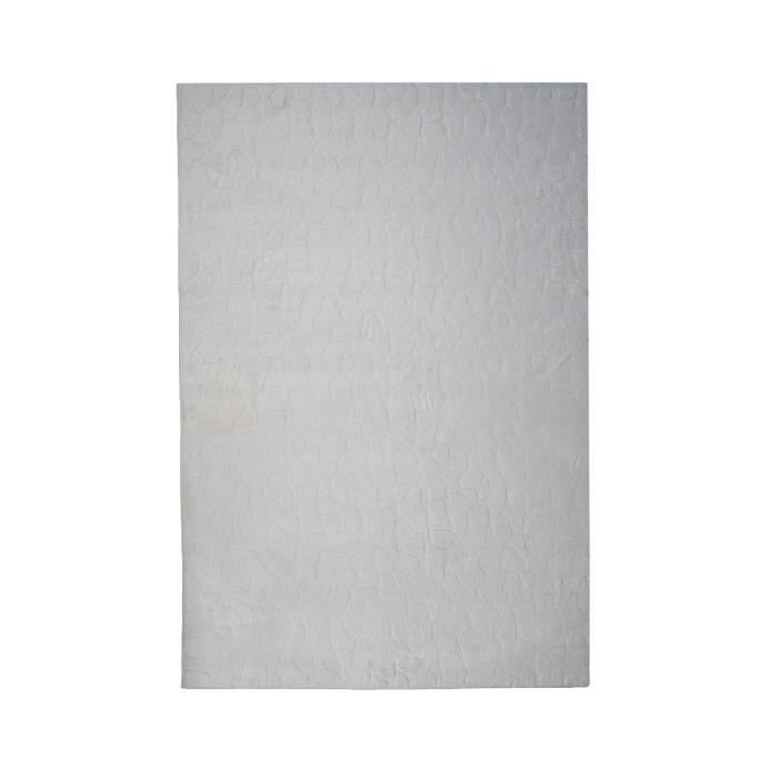 Tapis salon à relief galet extra-doux blanc 160x230