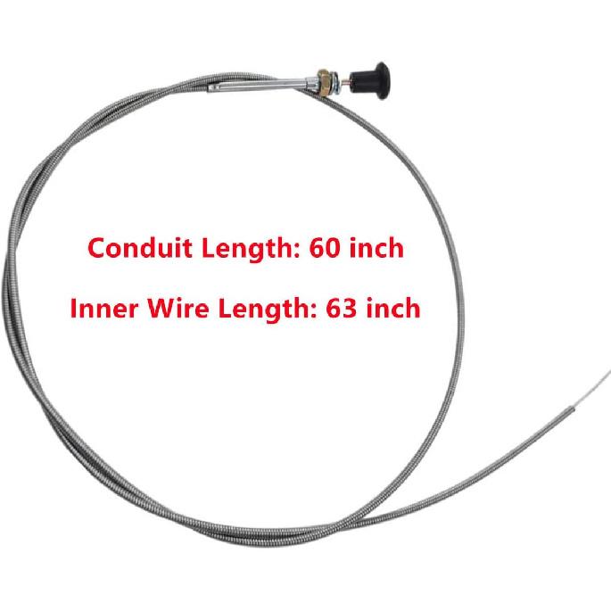 Choke Cable, 237 Rotary Universal Push Pull Control Cable, 63 Inch Inner 60 Inch Conduit (2-3/4 Inch Travel) With Heavy Duty Outer Shealth