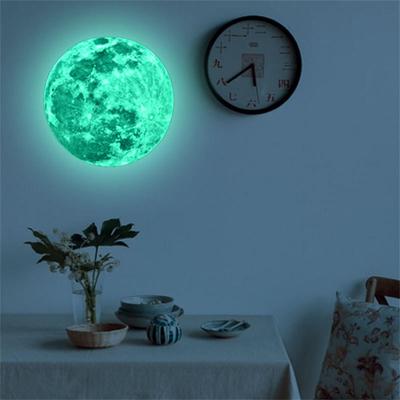 20 см 3D большая луна флуоресцентная наклейка на стену съемная светится в темноте