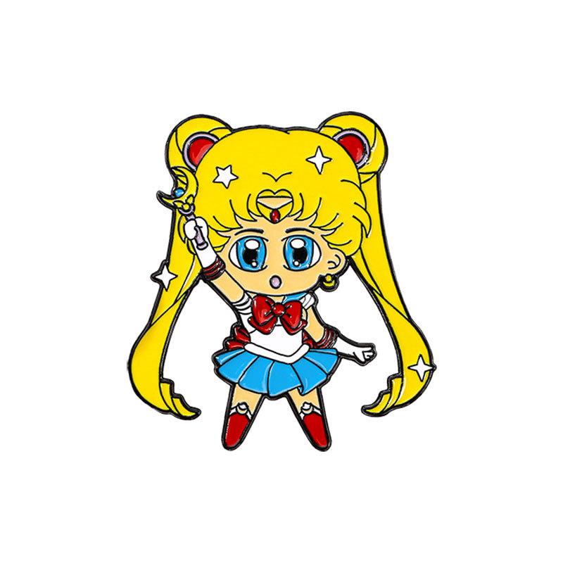 Anime Peripheral Brooch Sailor Moon Hare Cartoon Cute Girl School Bag Decoration Dripping Oil