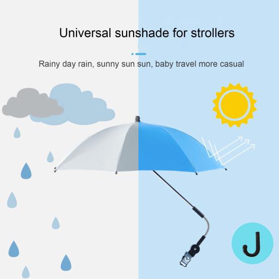 With Adjustable Clamp UV Protection Sunshade Waterproof 360-degree Rotation Portable Children Buggy Sun-proof Parasol