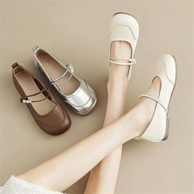 Женские осенние новые туфли-лодочки на плоской мягкой подошве, нескользящие, с неглубоким вырезом, модные вечерние туфли Mary Jane для женщин