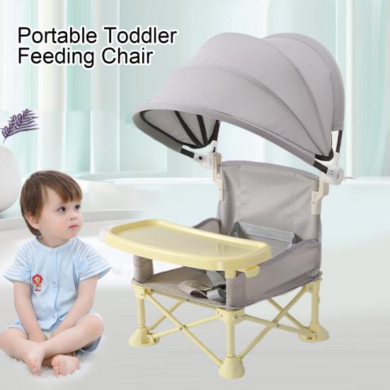 Portable Baby High Chair Folding Toddler Camping Chair Dining Seat Adjustable Safety Belt Multifunctional Booster Seat with Removable Tray