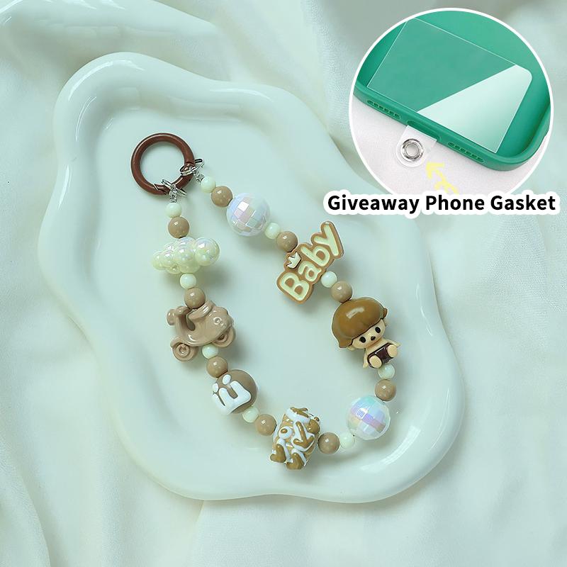 Милая мультяшная кукла, бисерный ремешок для телефона, брелок для рюкзака, брелок для ключей, кулон, анти-потеря, ремешок для телефона для iPhone, Samsung, подарки для девочек