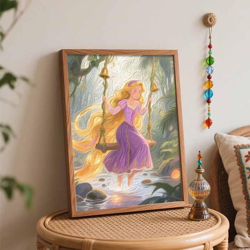 Disney Рапунцель цифровая масляная живопись набор для рисования вручную DIY домашний декор. качели. золотые волосы. принцесса. природный пейзаж