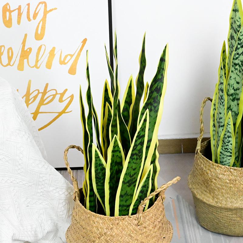 Artificial Snake Plant Agave Bonsai for Indoor & Outdoor Decor - Green Single Stem in Pot for Home or Office