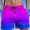 Мужские шорты больших размеров с градиентным цветом, пляжные брюки, праздничные шорты, эластичные спортивные шорты на шнурке, летние пляжные шорты