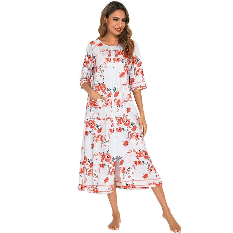 Женский халат для беременных на молнии с длинным рукавом 3/4, халат для родов в больнице, ночные рубашки для кормления, домашний халат, шезлонг, одежда для сна