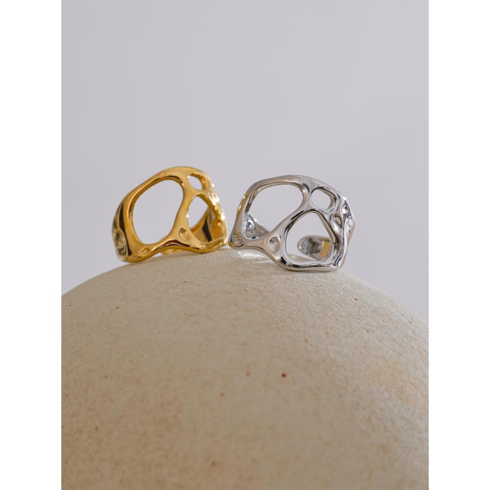 Eetit Новинки Регулируемое Геометрическое Полое Широкое Кольцо Из Нержавеющей Стали Необычное Открытое Кольцо Популярное Универсальное Повседневное Персонализированное Ювелирное Изделие