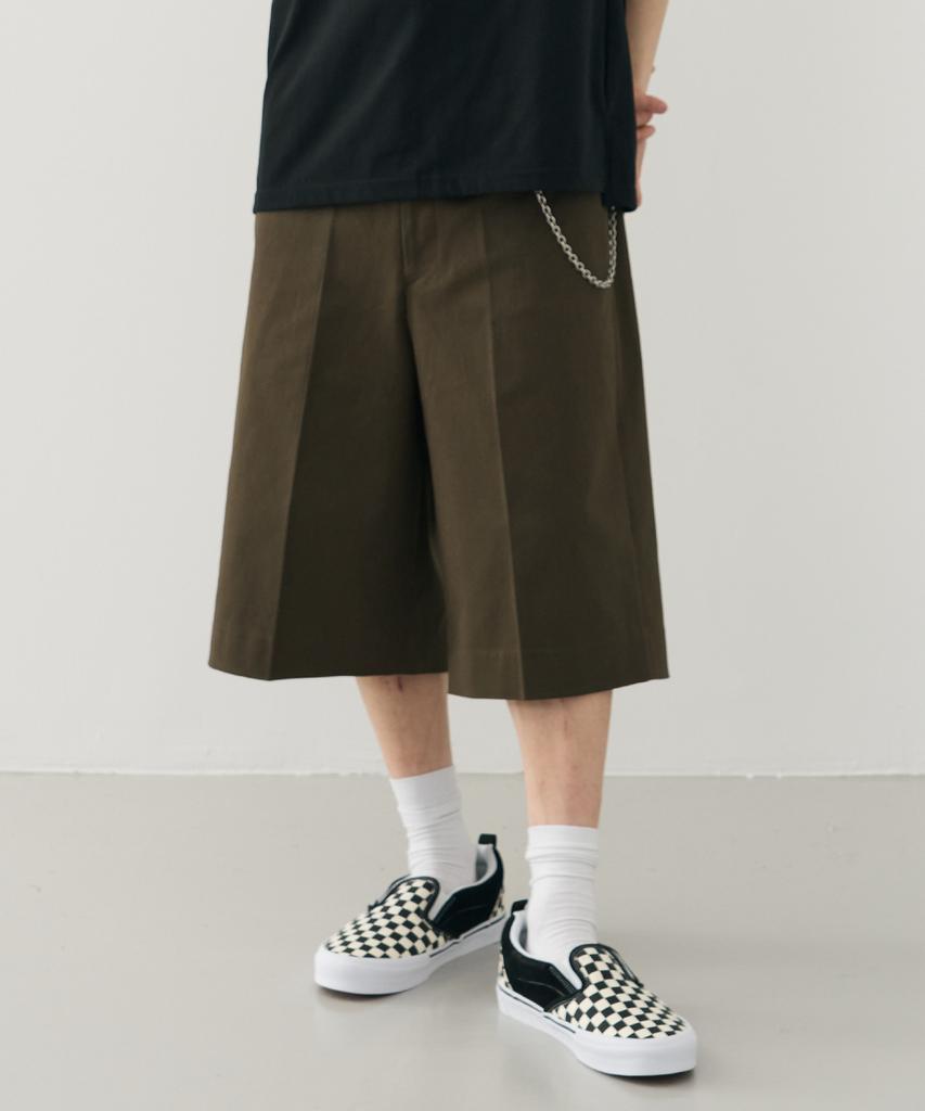 ARRAYED Cotton Wide Elastic Bermuda Pants [Black]