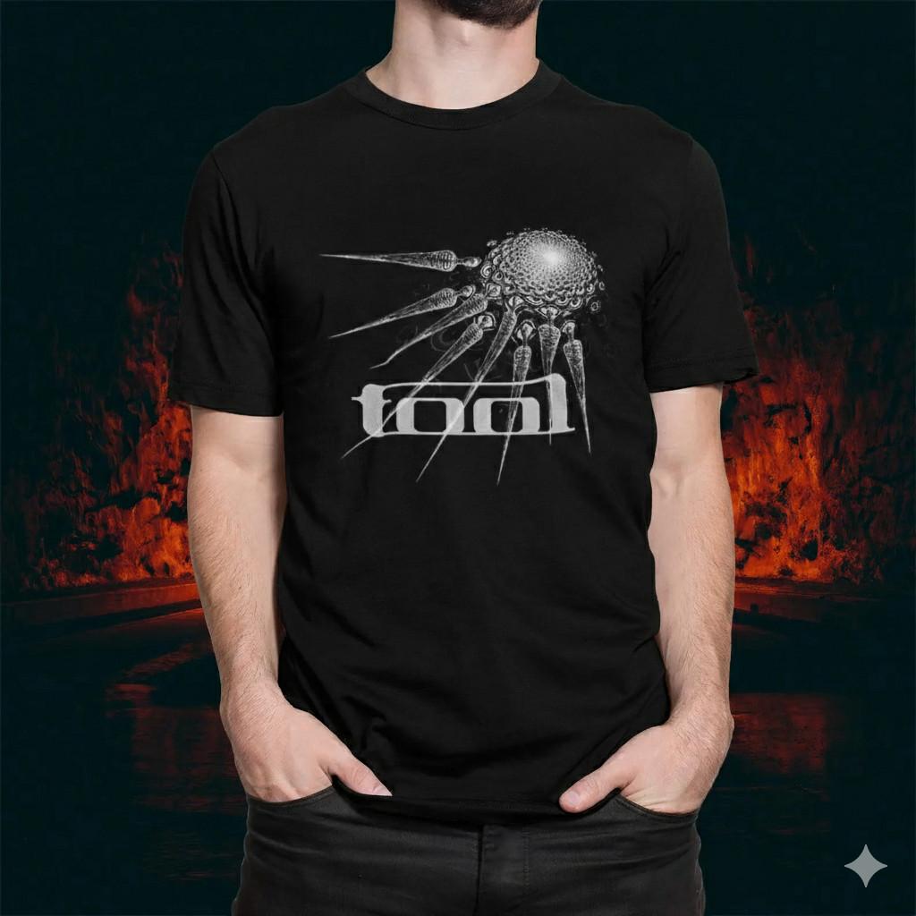 Casual Men's Cotton Top Tool Band Spider Logo Graphic T-Shirt Black Unisex Prog Metal Rock Tee - S641