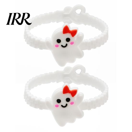 Colorful Cartoon Character Bracelets 2PCS Halloween Bracelets, Ghost/Pumpkin/Black Cat/Skull/Witch/Little Devil Shape, Adjustable Flexible PVC