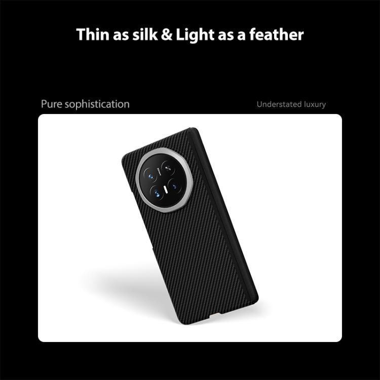 600D Fine Texture Carbon Fiber Dual-Center Magnetic Phone Case For Honor Magic V6, 360° Corner Buffer Anti-Scratch Shockproof Protective Cover
