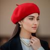 Retro Beret Red Wool Beret Hat Breathable Painter's Hat Retro Warm Hat Suitable for Spring and Autumn.