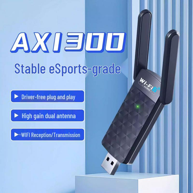 1300M WiFi 6 Dual-Band USB Wireless Network Card for Desktop Computers (Driver-Free)