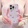 Purple Flower Butterfly TPU Transparent Pink Phone Case For iPhone 11 12 13 14 15 16 17 Pro Max Plus Shockproof Silicone Cover