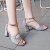 Fashion Spring and Summer Sexy Fish Mouth Hollow Roman Sandals Thick Heels with Beaded High Heels Female Summer Sexy Female Sandals 2024