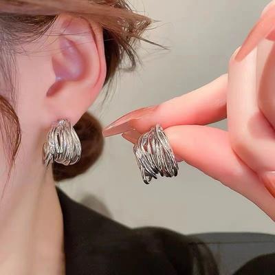 Серьги-кольца Ding Multi Layer Winding Circle, новые модные французские минималистские серьги для женщин, модные ювелирные изделия