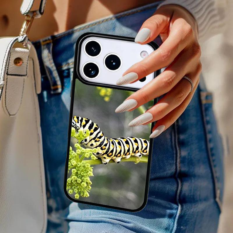 Caterpillar Insect Butterfly Phone Case For iPhone 17 Air 14 15 13 12 Max Cover For Apple 14 15 16 16e 11 Pro Max Plus Coque