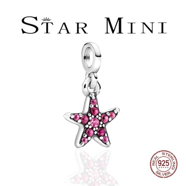 Новый оригинальный браслет Pamura Me из стерлингового серебра 925 пробы, подвеска в виде морской звезды и фламинго, сделай сам, ювелирные изделия для женщин, подарок