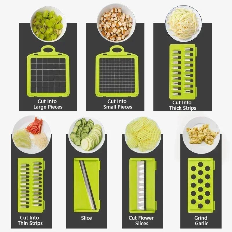 16-in-1 Slicer for Kitchen - Vegetable Chopper Onion Potato Food Veggie Fruit Slicer and Cutter with Container Kitchen Gadgets7